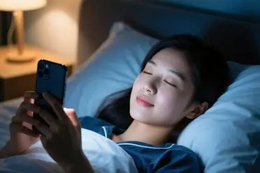 女生坐在长椅上使用智能手机